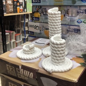 طقم شمعدان حبل مجدول عظم 3 قطع AF050-6