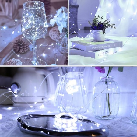 حبل اضائة ليد اصفر طويل 5 متر كبسة صغير بطارية ساعة