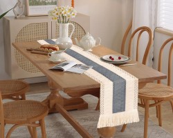 رنر طاولة خيش مع شراشيب 