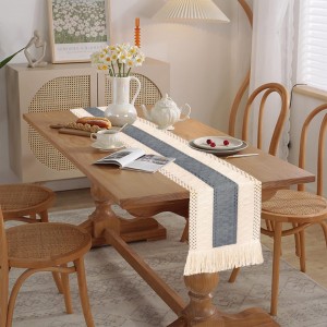 رنر طاولة خيش مع شراشيب رنر طاولة خيش مع شراشيب