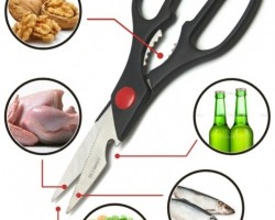 مقص مطبخ ملون حديد متعدد الاستخدام مع كسارة