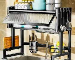 مشك صحون فوق المجلى لون سكني 105*80*28سم بغطاء زجاج متحرك SCJ-6975-105GY