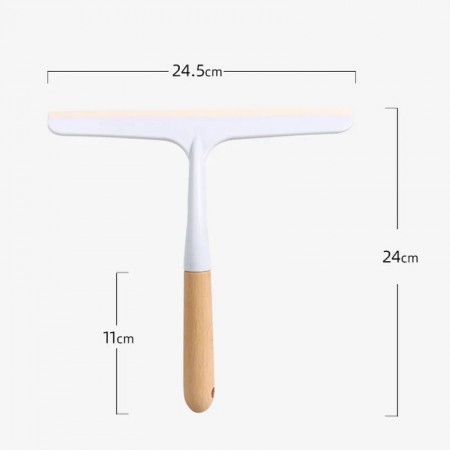 قشاطة مجلى بلاستيك ابيض مع يد خشب بامبو قشاطة مجلى بلاستيك ابيض مع يد خشب بامبو