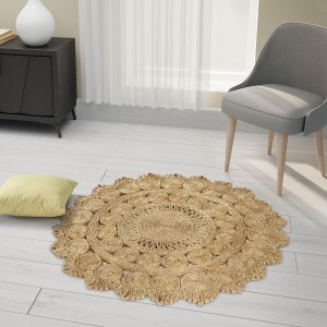 سجاد هندي حياكة يدوية مدور قطر 100 سم بني قطعة واحدة سجاد هندي حياكة يدوية مدور قطر 100 سم بني قطعة واحدة