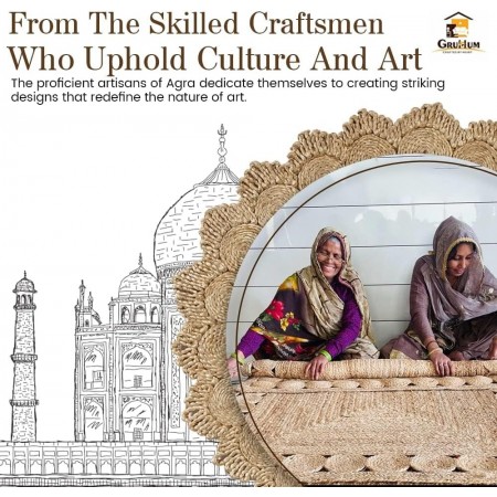 سجاد هندي حياكة يدوية مدور قطر 100 سم بني قطعة واحدة