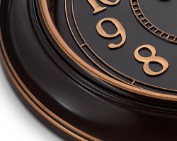 ساعة حائط مدور 45 سم بلاستيك اسود ارقام ذهبية