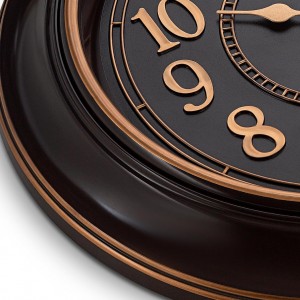 ساعة حائط مدور 45 سم بلاستيك اسود ارقام ذهبية ساعة حائط مدور 45 سم بلاستيك اسود ارقام ذهبية