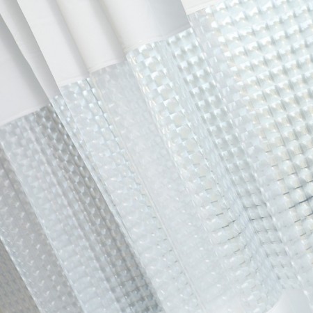 ستارة حمام / دش وتر بروف ضد الماء سادة مع اطار شفاف اسلامي مقاس 180 × 180 سم