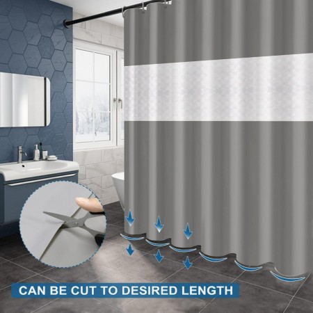 ستارة حمام / دش وتر بروف ضد الماء سادة مع اطار شفاف اسلامي مقاس 180 × 180 سم