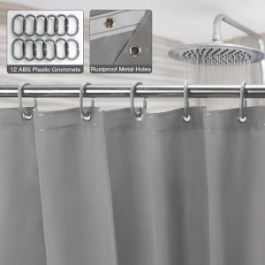 ستارة حمام / دش وتر بروف ضد الماء سادة مع اطار شفاف اسلامي مقاس 180 × 180 سم