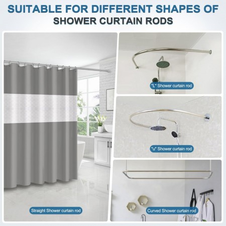 ستارة حمام / دش وتر بروف ضد الماء سادة مع اطار شفاف اسلامي مقاس 180 × 180 سم