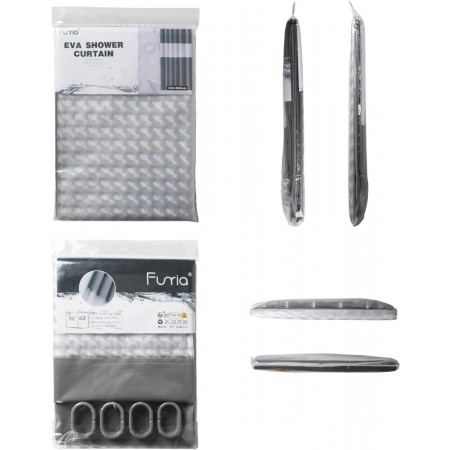 ستارة حمام / دش وتر بروف ضد الماء سادة مع اطار شفاف اسلامي مقاس 180 × 180 سم