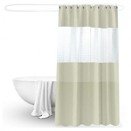 ستارة حمام / دش وتر بروف ضد الماء سادة مع اطار شفاف اسلامي مقاس 180 × 180 سم