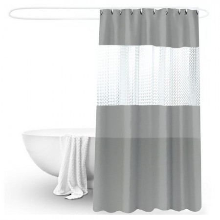 ستارة حمام / دش وتر بروف ضد الماء سادة مع اطار شفاف اسلامي مقاس 180 × 180 سم