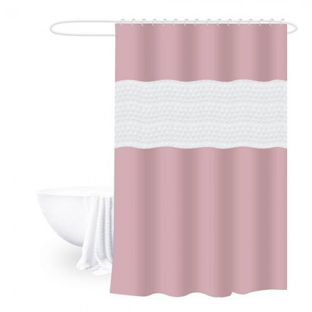 ستارة حمام / دش وتر بروف ضد الماء سادة مع اطار شفاف اسلامي مقاس 180 × 180 سم