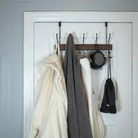 علاقة ملابس فوق الباب معدن ٦ عين بني حصير رتان M51-5 