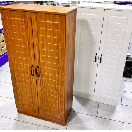 خزانة احذية خشب بابين شفط 6 رفوف لون خشبي خزانة احذية خشب بابين شفط 6 رفوف لون خشبي