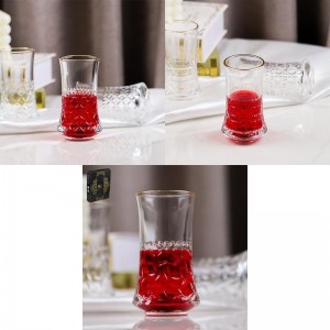 طقم كاسات عصير 12 زجاج شفاف حز ذهبي KX2163B