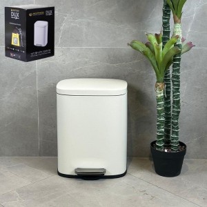 سلة قمامة هايدروليك ستيل لون بيج بدعسة 12 لتر QJH1612-BG