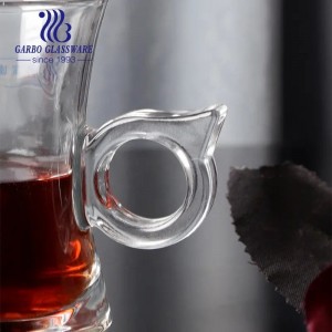 طقم 6 كاسات زجاج سادة مخصر مع يد عصفور HUAIBO H-019 طقم 6 كاسات زجاج سادة مخصر مع يد عصفور HUAIBO H-019