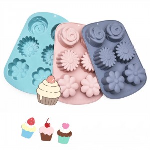 قالب كيك دونات - وردة سيليكون مدور 6 عيون قالب كيك دونات - وردة سيليكون مدور 6 عيون