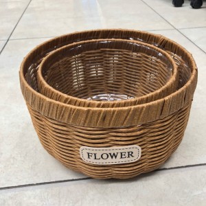 طقم سلال قصب بني رتان مدور كبير - قطعتين طقم سلال قصب بني رتان مدور كبير - قطعتين