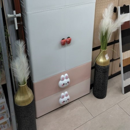 خزانة احذية بلاستيك حجم كبير رفوف مع جرارين في الاعلى