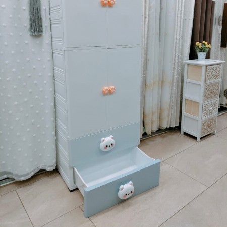 خزانة احذية بلاستيك حجم كبير رفوف مع جرارين في الاعلى