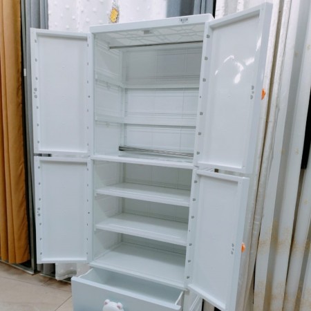 خزانة احذية بلاستيك حجم كبير رفوف مع جرارين في الاعلى