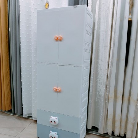 خزانة احذية بلاستيك حجم كبير رفوف مع جرارين في الاعلى