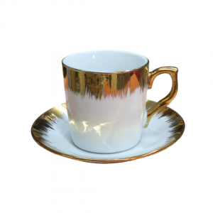 طقم فناجين قهوة ابيض بيد ساده مثلج مع حيف ذهبي مع صحون 12+12 طقم فناجين قهوة ابيض بيد ساده مثلج مع حيف ذهبي مع صحون 12+12