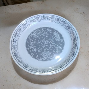 سدر ميلامين 45 سم ابيض مزخرف مع ورد سكني سدر ميلامين 45 سم ابيض مزخرف مع ورد سكني