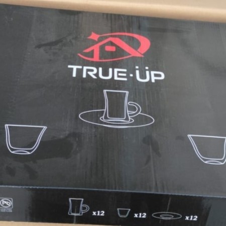 طقم كاسات شاي وفناجين قهوه مع استكانات زجاج محزز مع حيف ذهبي 36 قطعه طقم كاسات شاي وفناجين قهوه مع استكانات زجاج محزز مع حيف ذهبي 36 قطعه