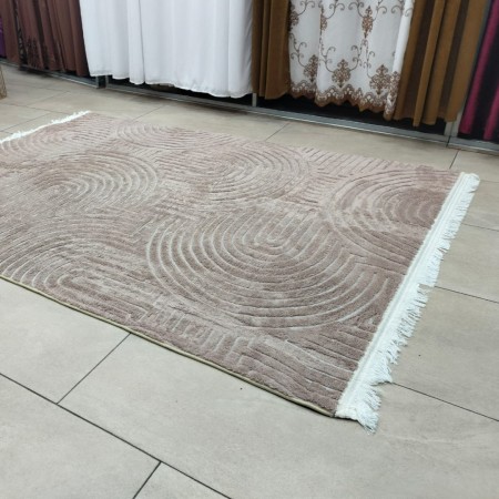 سجاد بوهيمي 130 × 180 سادة حرير بصمة نافر ارضية لاصق - بيج سجاد بوهيمي 130 × 180 سادة حرير بصمة نافر ارضية لاصق - بيج