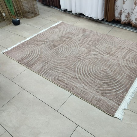 سجاد بوهيمي 130 × 180 سادة حرير بصمة نافر ارضية لاصق - بيج سجاد بوهيمي 130 × 180 سادة حرير بصمة نافر ارضية لاصق - بيج