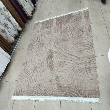 سجاد بوهيمي 130 × 180 سادة حرير بصمة نافر ارضية لاصق - بيج سجاد بوهيمي 130 × 180 سادة حرير بصمة نافر ارضية لاصق - بيج