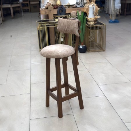 كرسي بار منجد مخمل وظهر نفخ ارجل خشب انتيك