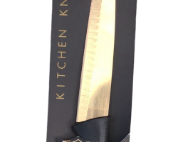 سكين مذهب نصل رفيع مقبض عظم اسود ROOK G006