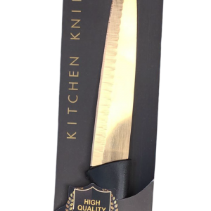 سكين مذهب نصل رفيع مقبض عظم اسود ROOK G006