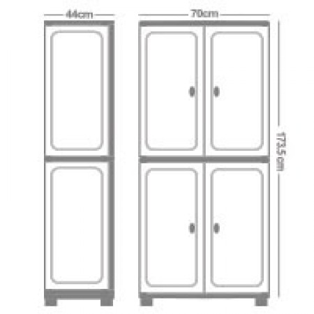 خزانة بلاستيك ثقيل صب بترا بلس صناعة اردنية حجم كبير اربعة ابواب مع رفوف اضافية