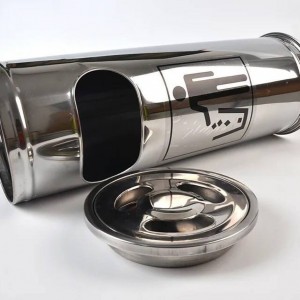 طقم سلة مهملات ستانلس مع متكة سجائر في الاعلى لف 3 قطع