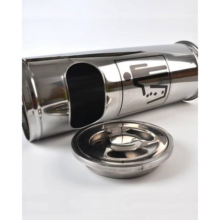 طقم سلة مهملات ستانلس مع متكة سجائر في الاعلى لف 3 قطع