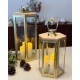 طقم فانوس رمضان سداسي زجاج شفاف مع خشب بامبو في الاعلى قطعتين 65 + 37 سم