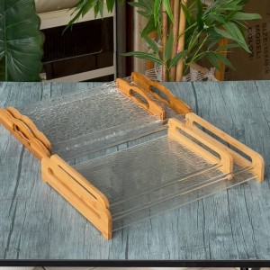 طقم صواني/2 اكريليك مستطيل مثلج وايدي خشب بايمو طقم صواني/2 اكريليك مستطيل مثلج وايدي خشب بايمو
