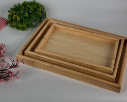 طقم صواني تقديم خشبية لون خشبي فاتح 