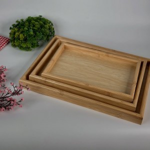 طقم صواني تقديم خشبية لون خشبي فاتح 