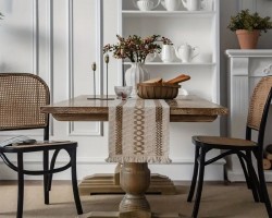 رنر طاولة خيش مع شراشيب 