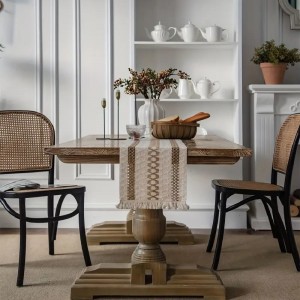 رنر طاولة خيش مع شراشيب رنر طاولة خيش مع شراشيب