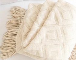 ثرو - شرشف كنب صوف معينات  هندي سكري  140 × 170 سم