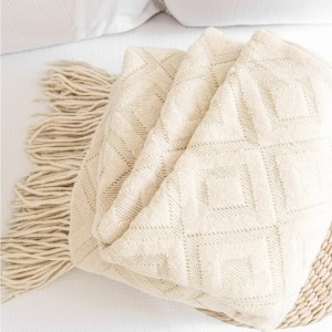 ثرو - شرشف كنب صوف معينات  هندي سكري  140 × 170 سم